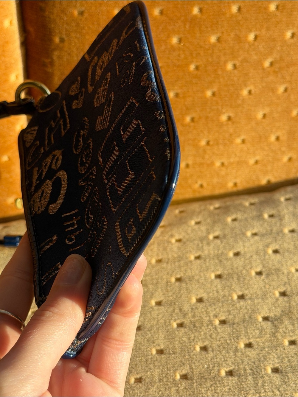 Coach Poppy Navy Blue Wristlet with Gold Creed - Picture 3 of 7
